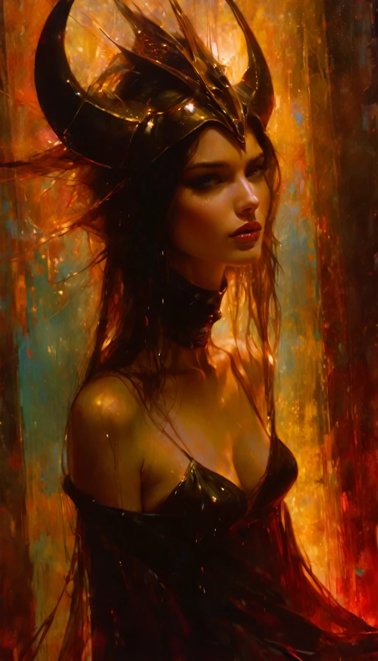 The sexy and dark art of seduction (art inspired in Bill Sienkiewicz). oil painting) (best quality,4k,8k,highres,masterpiece:1.2),ultra-detailed,(realistic,photorealistic,photo-realistic:1.37),intricate details,vivid colors,sharp focus,professional,Dave McKean artwork, oil touch of surrealism,oil painting style
