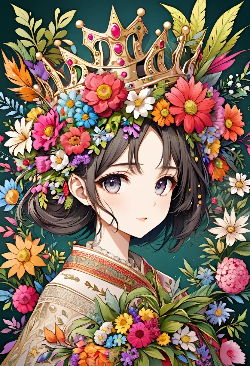an extremely detailed crown made of flowers and leaves
