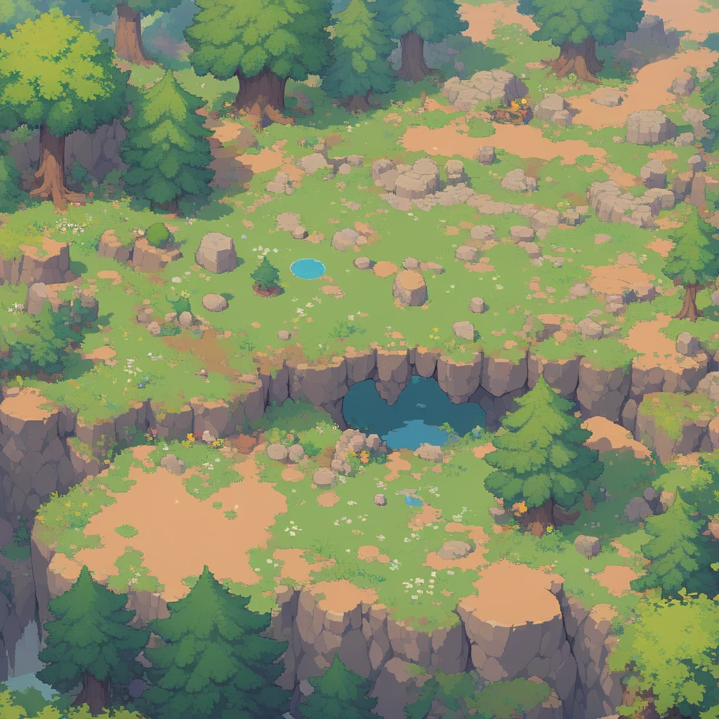 retro video game style,pixelated, vibrant pastel colors,8-bit characters,blocky shapes,sharp lines,detailed shading,classic gaming vibe,nostalgic atmosphere,classic arcade games,masterpiece:1.2,ultra-detailed,illustration style, 2d texture, stone texture, 4 k seamless mud texture, video game texture, dirt texture, tileset, game tiles, grass, 3/4th perspective trees, 3/4th perspective tileable rock texture, 3/4th perspective tileable cliff formations, tileable trees, topdown view, game texture, game art, tileable texture, very detailed cliff texture, intricate stones, top down view, 3/4th perspective