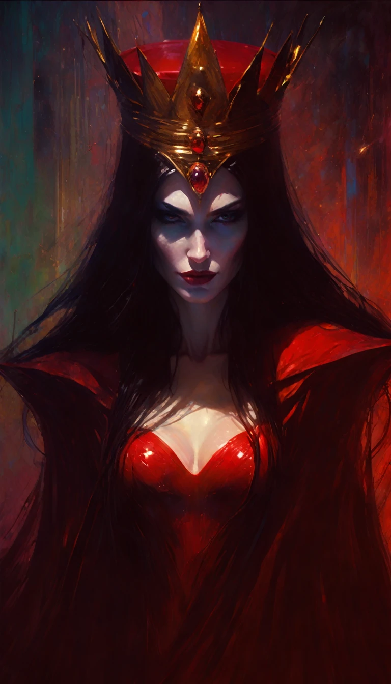 The sexy and dark queen of the art of seduction (art inspired in Bill Sienkiewicz). oil painting) (best quality,4k,8k,highres,masterpiece:1.2),ultra-detailed,(realistic,photorealistic,photo-realistic:1.37),intricate details,vivid colors,sharp focus,professional,Dave McKean artwork, oil touch of surrealism,oil painting style
