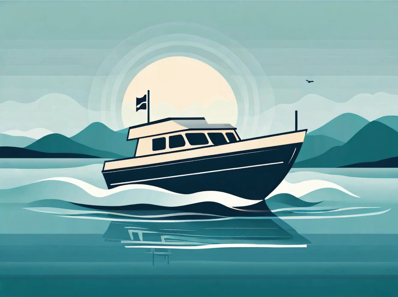 create a logo in svg style of a boat on water
