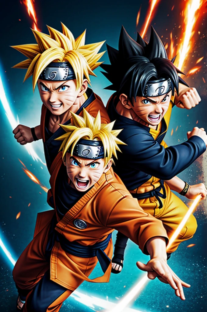 Naruto fighting Goku