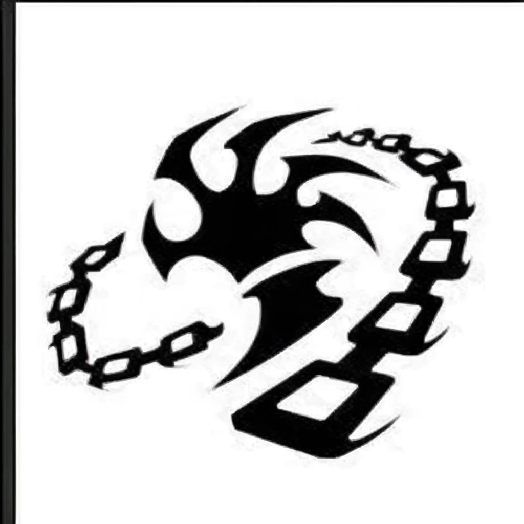 Create a claw, with chains, emplema, logo, of a guild in stencil 
