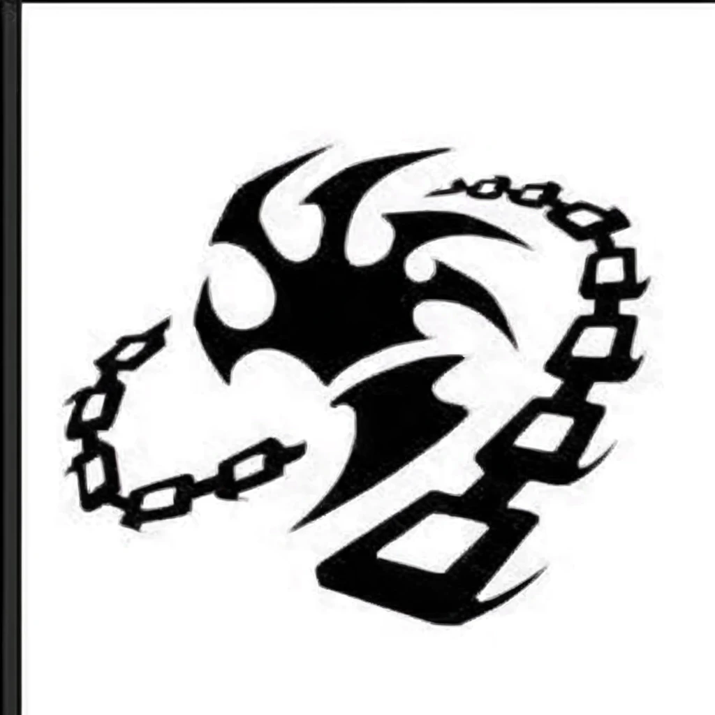 Create a claw, with chains, emplema, logo, of a guild in stencil 
