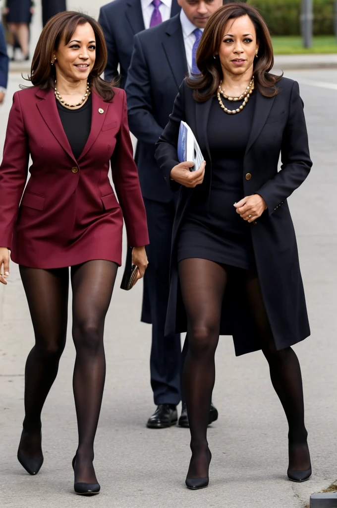 kamALA harris impressing women with her shiny black pantyhose