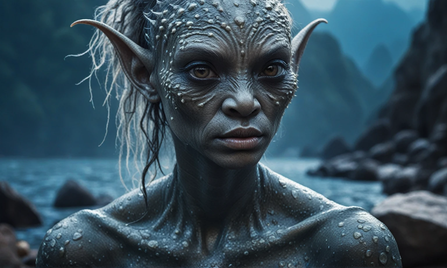 full-body-shot,beggar deep niobium paladium The Alien Entity,native italian babychild, wants eat,survival in criminal city of future, Technicolor,natural skin textures, hyper realism, hyper detailed,Extremely detailed,High contrast,Masterpiece,Realistic,Ultra Detailed, intricate details,realistic humid leather,extremly intricate,Epic Realistic, cinematic style,irina yermolova,high contrast,hdr,extremely detailed, deep night landscape,masterpiece,intricate details,faded,eyes extremely detailed, high detailed eyes,8k resolution,RAW,retina, Nikon Z9,China,orc,Li River in Guangxi Zhuang of China,tkt style, pointed ears,perfect, Elf,transition between two art styles, Ink painting to photorealism, Double contact, X-ray, Creative, vivid light, masterpiece, fantasy, Abstract, Surrealism, super detailed, high resolution, stop:35;(((creature with a spectral and ghostly appearance)). Her skin is pale, almost translucent,ancient rock paintings of the first people,sharkfish's leather