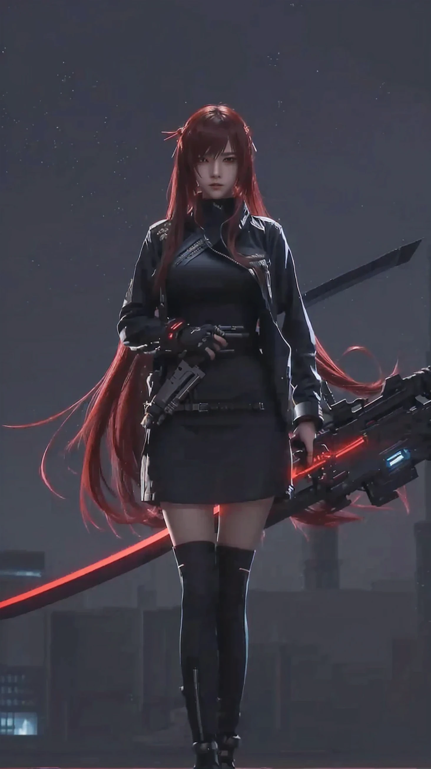 girl with a sword and a sword in her hand, female action girl, cyberpunk girl, female character, girls frontline style, female cyberpunk anime girl