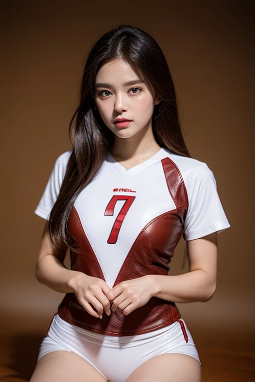 (realistic: 1.4), (Too realistic: 1.4), (realistic: 1.3), (soft light: 1.05), (Improved cinematic lighting: 0.9), 32ก, 1 woman, 20 year old girl, realistic lighting, backlight, face light, ray trace, (Whitening light: 1.2), (Image enhancement: 1.4), ( Real leather, top quality: 1.4), Narrow eyes, Slick face, Narrow eyes, (Increases the mood of body lines: 1.1), หน้าอกขนาดbig, big, (Enhance the beauty of the skin: 1.1),volleyball uniform:1.4, indoor_volleyball_court_background:1.4, thighs thighs thighs thighs, jut , target