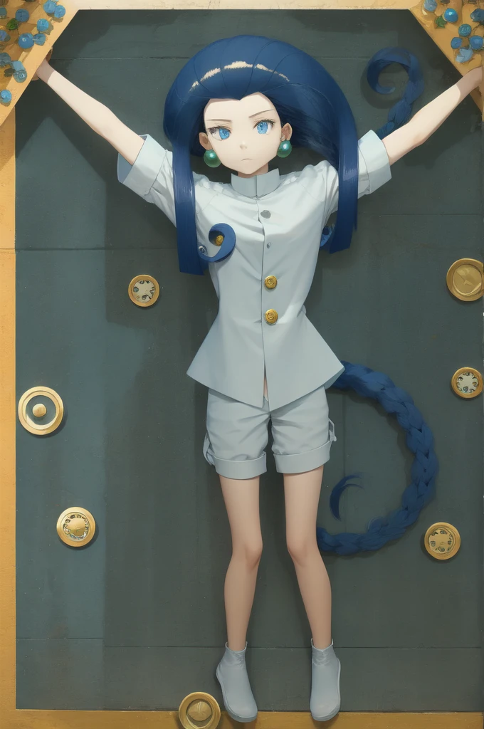 Jessie Pokémon, buttons, jewerly, arms behind the head, trunk, blue colored eyes, white shirt, HAVING SEX