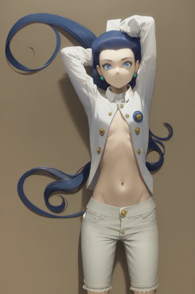 Jessie Pokémon, buttons, jewerly, arms behind the head, trunk, blue colored eyes, white shirt, HAVING SEX