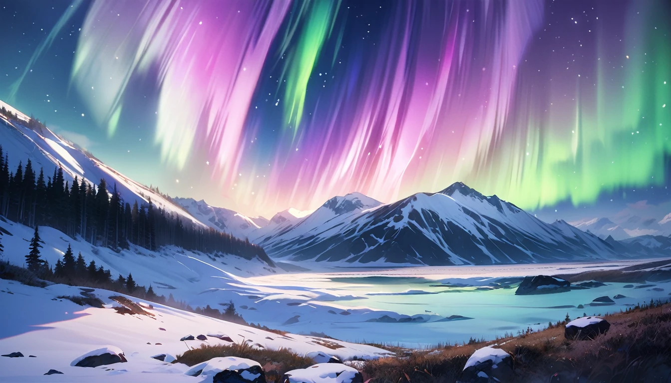 Aurora,Highest quality,masterpiece,There are no humans,landscape,Detailed Description