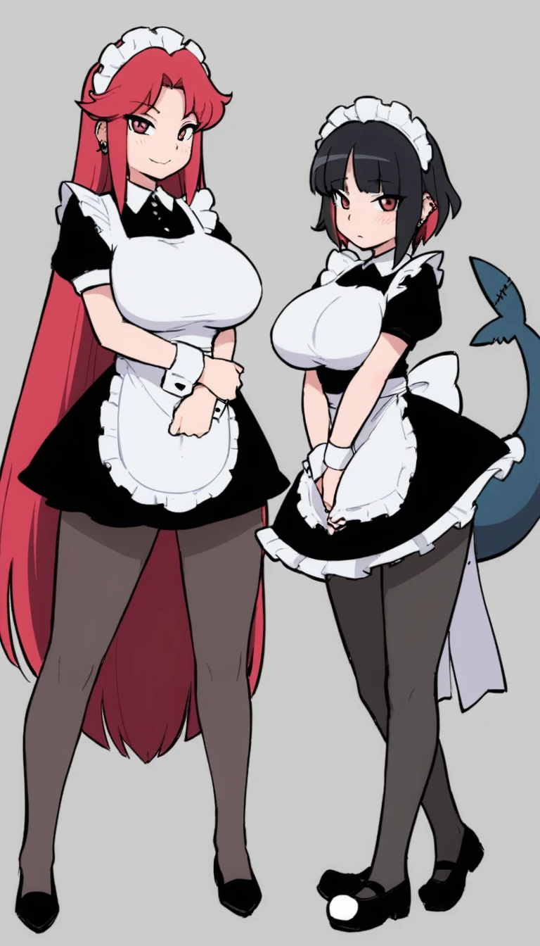 olo,1girl(big breast)(masterpiece, best quality:1.2),Ellen Jo，Zenless Zone Zero，alternate costume ,maid, shark tail, (shark girl:0.5), short hair，black hair，red eyes, tail, pantyhose,multicolored hair, black footwear, short sleeves, apron, wrist cuffs, maidheaddress, stockings, nyantchaellen joe, black hair, red hair，colored inner hair, multicolored hair, (red eyes:1.3), red hair, short hair, two-tone hair,apron, black pantyhose, black shirt, ear piercing, olo,1girl(big breast)(masterpiece, best quality:1.2),Ellen Jo，Zenless Zone Zero，alternate costume ,maid, shark tail, (shark girl:0.5), short hair，black hair，red eyes, tail, pantyhose,multicolored hair, black footwear, short sleeves, apron, wrist cuffs, maidheaddress, stockings, nyantchaellen joe, black hair, red hair，colored inner hair, multicolored hair, (red eyes:1.3), red hair, short hair, two-tone hair,apron, black pantyhose, black shirt, ear piercing, 