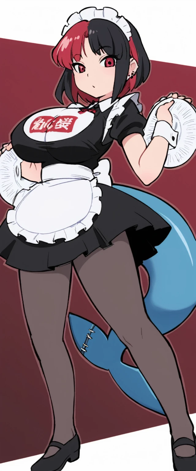 olo,1girl(big breast)(masterpiece, best quality:1.2),Ellen Jo,Zenless Zone Zero,alternate costume ,maid, shark tail, (shark girl:0.5), short hair,black hair,red eyes, tail, pantyhose,multicolored hair, black footwear, short sleeves, apron, wrist cuffs, maidheaddress, stockings, nyantchaellen joe, black hair, red hair,colored inner hair, multicolored hair, (red eyes:1.3), red hair, short hair, two-tone hair,apron, black pantyhose, black shirt, ear piercing, olo,1girl(big breast)(masterpiece, best quality:1.2),Ellen Jo,Zenless Zone Zero,alternate costume ,maid, shark tail, (shark girl:0.5), short hair,black hair,red eyes, tail, pantyhose,multicolored hair, black footwear, short sleeves, apron, wrist cuffs, maidheaddress, stockings, nyantchaellen joe, black hair, red hair,colored inner hair, multicolored hair, (red eyes:1.3), red hair, short hair, two-tone hair,apron, black pantyhose, black shirt, ear piercing,