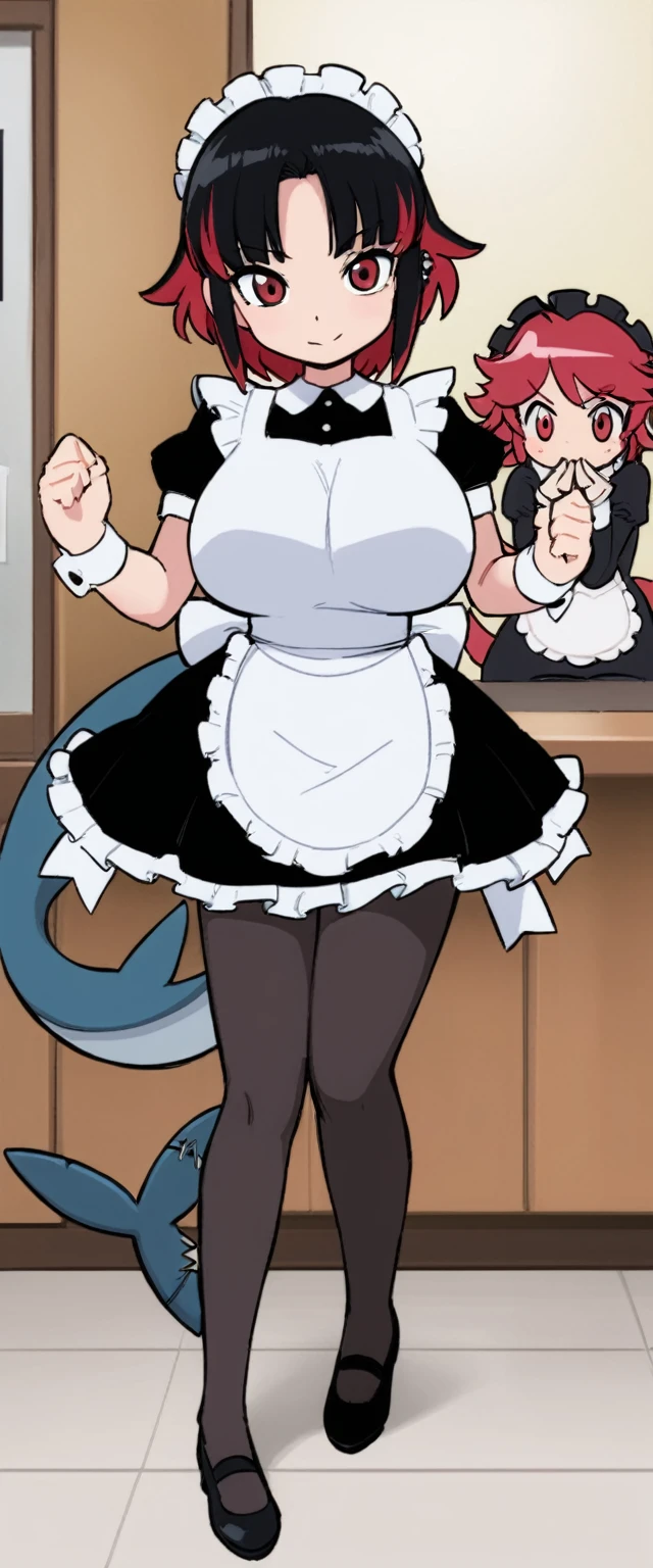 Maid clothes、light blue-green fox、、dark green eyes、160 centimeters、white hands、disgusting face、embarrassed face、male, cumed,big butt , butt focus, small dick