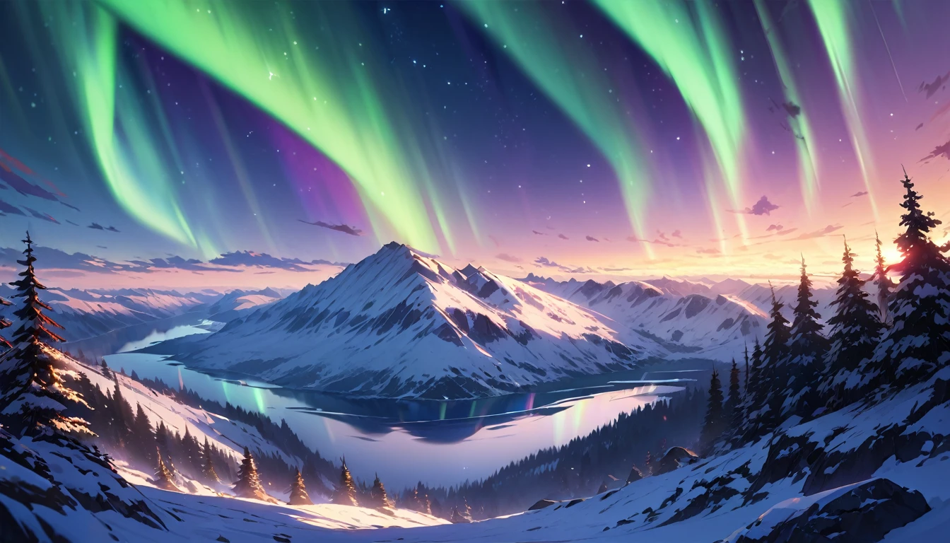 Beautiful Northern Lights,Highest quality,masterpiece,There are no humans,landscape,Detailed Description