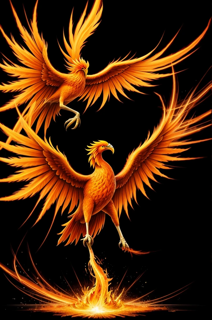 Generates an image of a giant orange phoenix fixing S.I