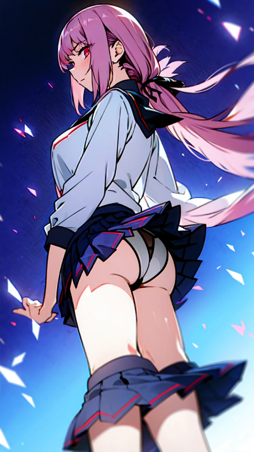 lift skirt,underwear,long hair,(((wearing scool uniform))),florence_nightingale,/(fate/),schoool girl,schoool unform,