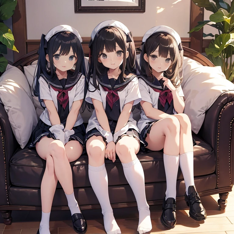 Panties in full view、cute3Two sisters sitting with their legs apart、My underwear is digging in