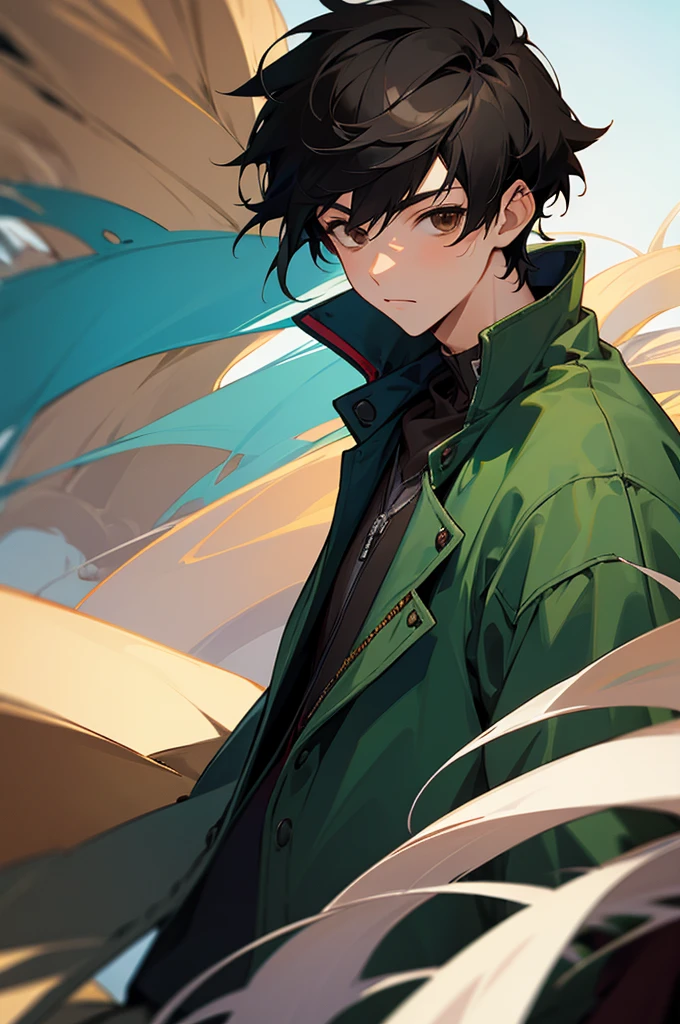masterpiece, best quality, high quality, 1boy, solo, male focus, looking at viewer, upper body, kousuke_seto, black hair, brown eyes, jacket

