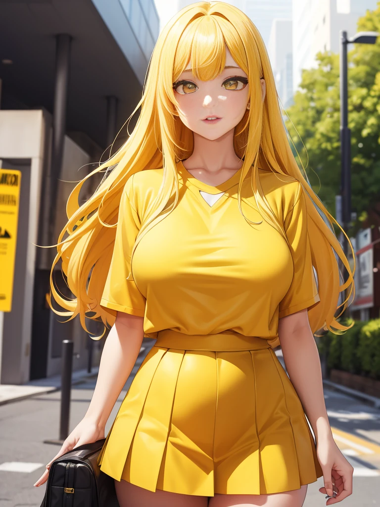 cute girl,Waitress,Yellow clothes,adult girl, McDonald's Waitress, sexy body, sexy