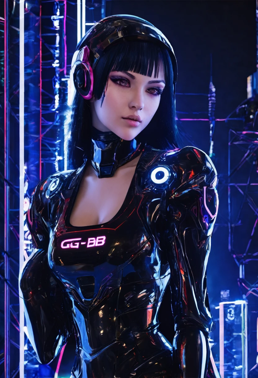 cyber girl with logo  "g&b" 