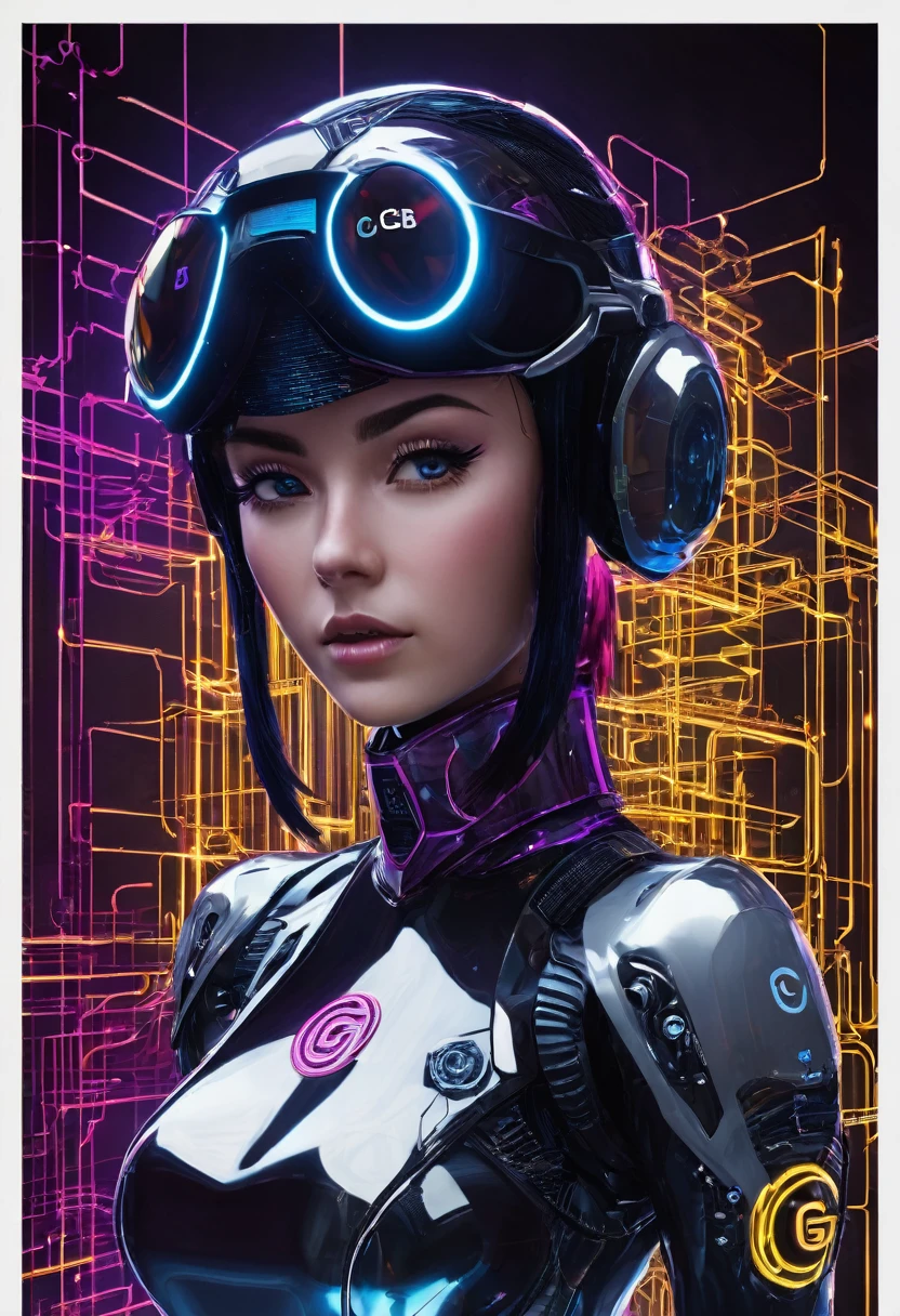 cyber girl with logo "g&b"
