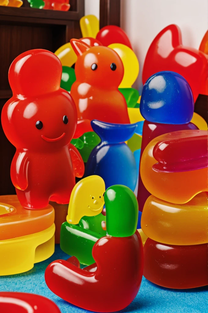Gummy character with machoy