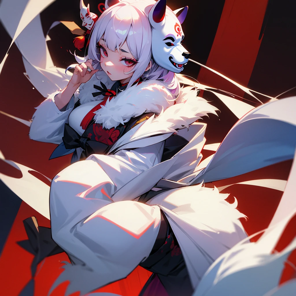 Polar bear costume, Hannya mask, girl