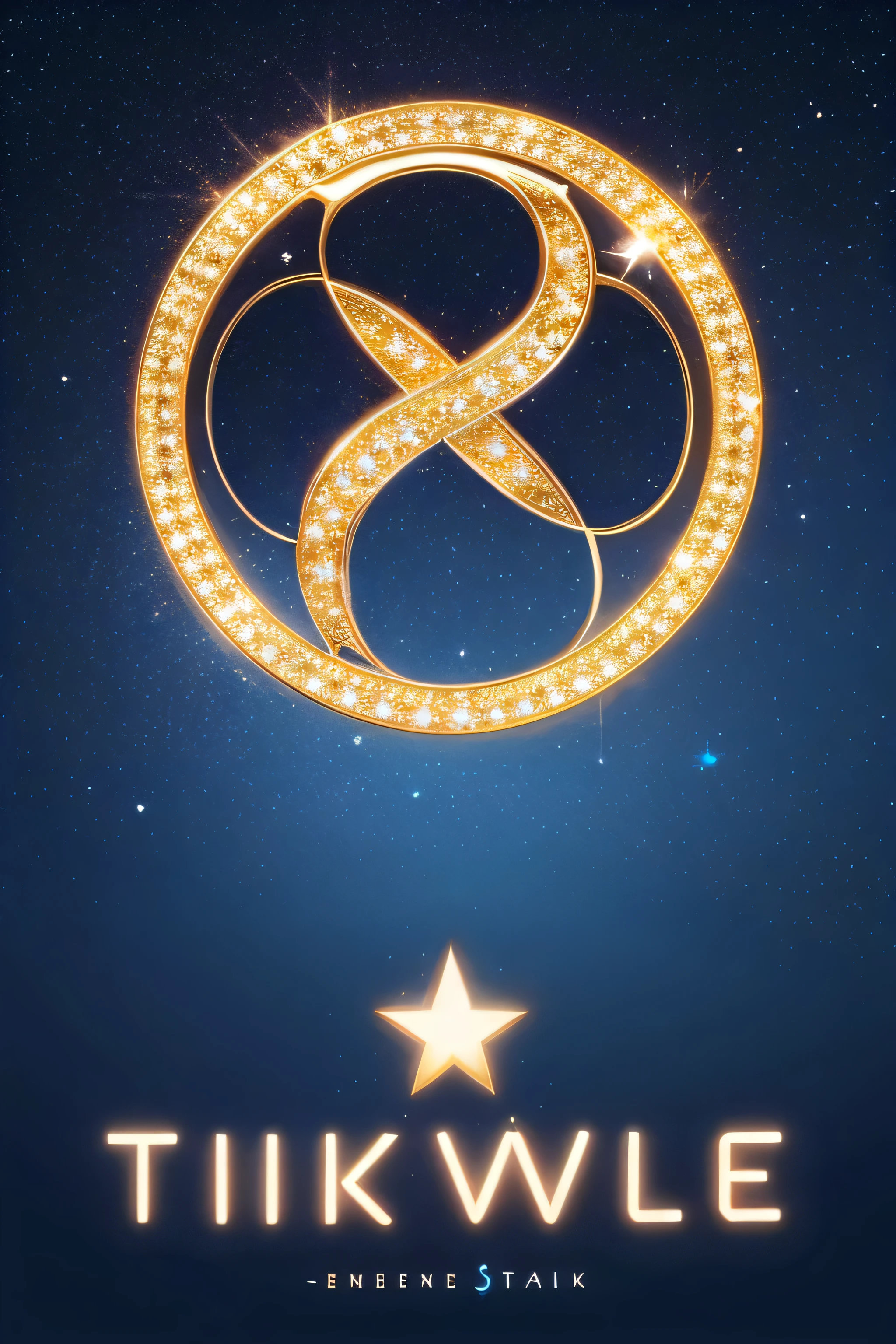 Create a logo design for the word “TWINKLE.” The logo should be simple yet elegant, incorporating elements of stars and sparkles. Use a futuristic font style and a bright color scheme (such as silver or gold) to make the design eye-catching. Please include a silhouette version as well, ensuring the logo is adaptable to any background.