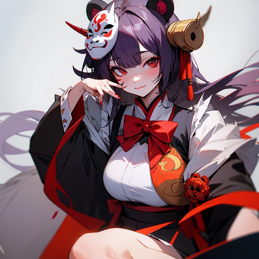 Bear costume, Hannya mask, girl