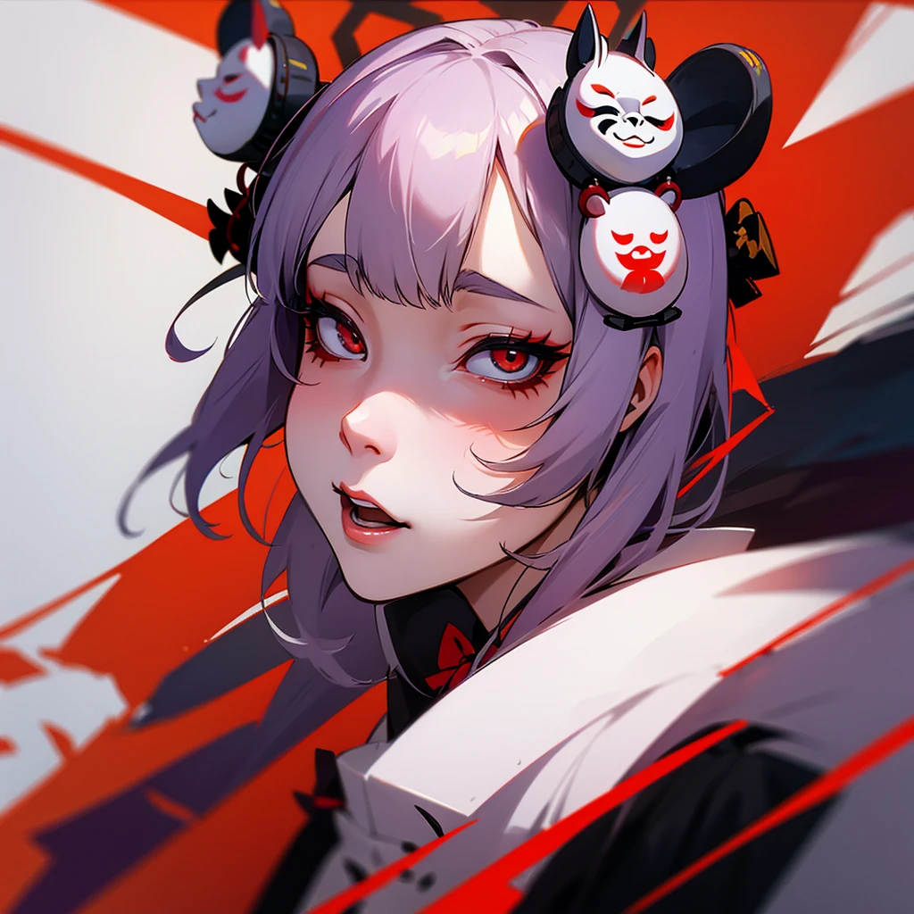 Bear costume, Hannya mask, girl