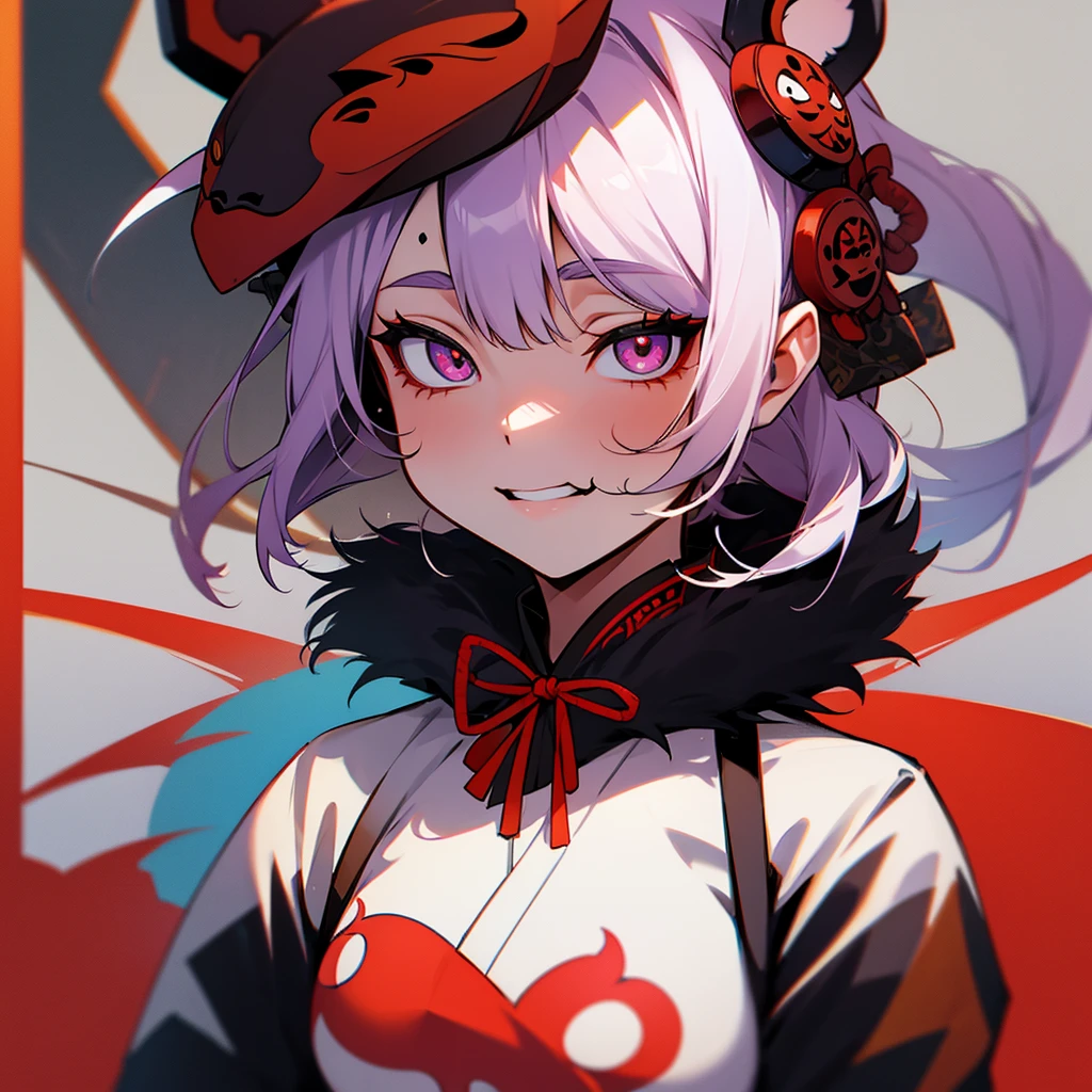 Bear costume, Hannya mask, girl