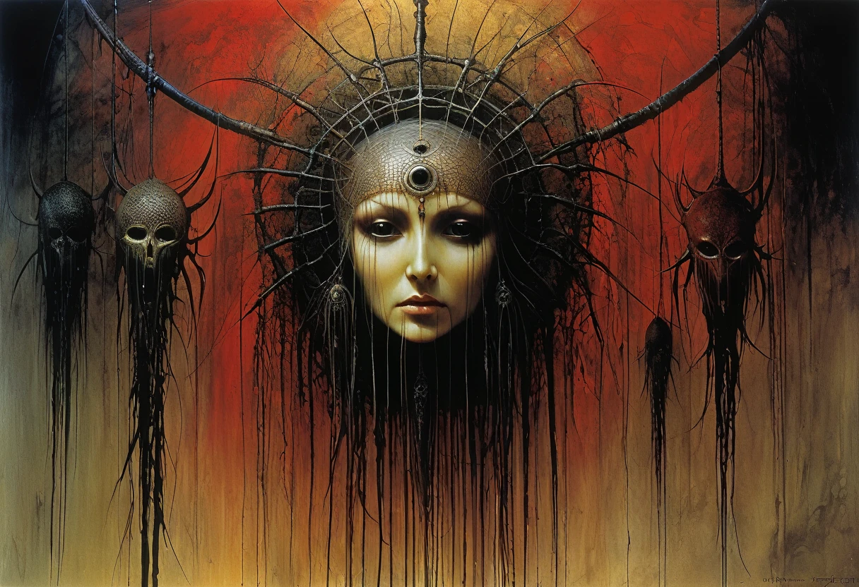 (Masterpiece, best quality), (lo Gothic), Dream Catcher, Vampir, (HG giger, Art by Hermann Nitsch, Beksinski, Dariusz Zawadzki, giger, zdzislaw beksinski)