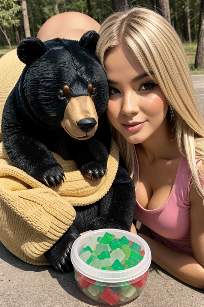 Bimbo bear eating some gummies
