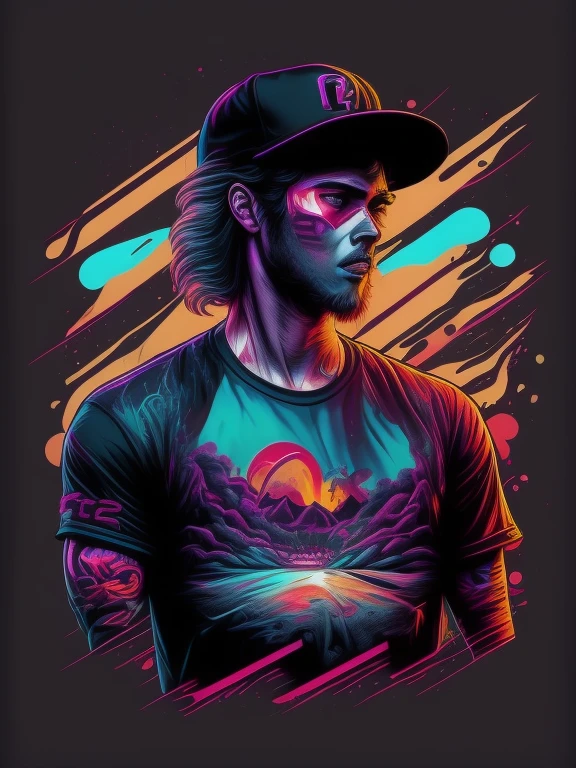 Baseball athlete, Inspired graffiti, swirly vibrant colors, NEO Tokyo, futurist, vectorial art, t shirt design