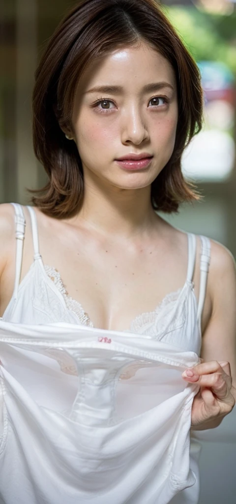 (Absurd:1.3),8K,(Detailed Photos:1.5),(Detailed face and skin:1.3),(Ultra-high resolution:1.5),(Realistic:1.5),Symmetrical clear eyes,Well-groomed face,(Ray Tracing:1.3) ,One girl, uetoaya,Japanese, break (Panties as a gift), break (Detailed blue cotton panties:1.1),masterpiece, Highest quality, Very detailed,Focus Panties,Cinema Lighting,(Blushing:1.3), break (Panty stains:1.4),