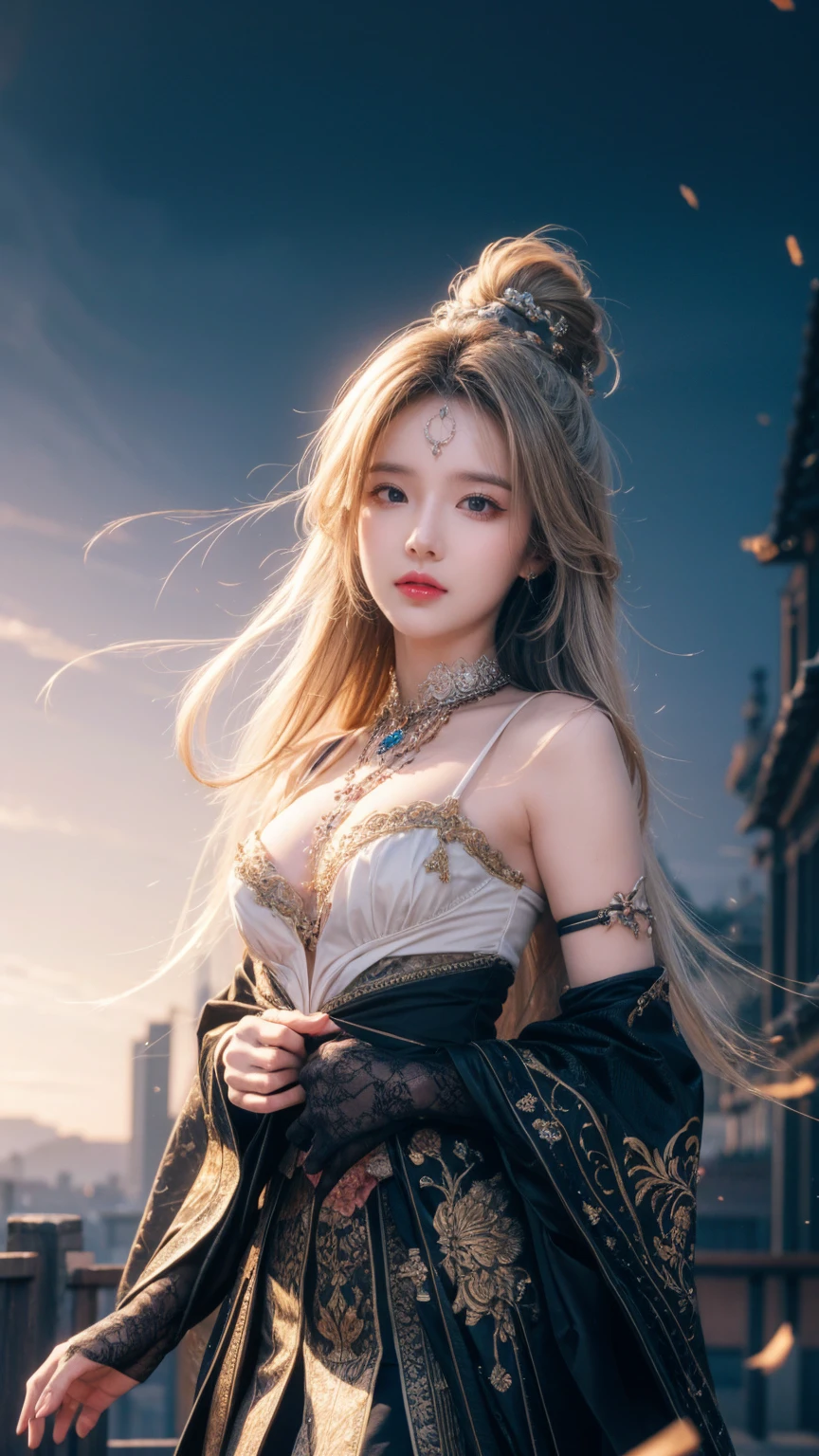 masterpiece,Highest image quality,Super details,best quality ,extremely delicate and beautiful, Very detailed,best quality, official art, Extremely detailed CG unified 8k wallpaper, Huang Li, Huge file size , Super detailed, The best look,high resolution ,海边beach摄影,beach,positive focus bodyesbian;1.5,big watery eyes,Blonde hair, blue eyes,The sexiest look,Beautiful dreamcatcher earrings,charming smile,Blushed,Beautiful udder,perfect breast shape,snow white breasts,(Real and radiant skin),(sparkling eyes),Upper body,(night sky,Milky Way,starry sky,),Ultra thin,translucent,(Thick, neatly styled hair),Kazilan's eyes widened,美丽的red晚礼服,(Evening gowns in various colors,black,gold,red,blue,Purple,pink,),Bright colors,