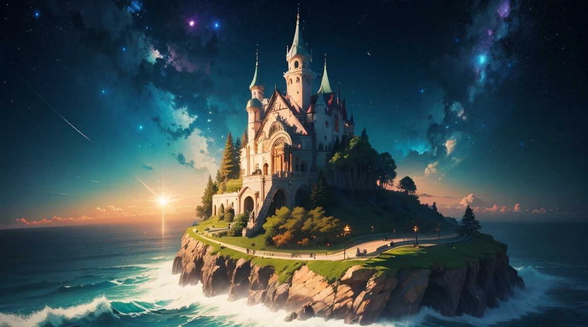 artistry, 真实感, 4K, best qualityer, jesus, divine image, planet Earth, vegetation, sky, ocean, SPARKLES, lighting