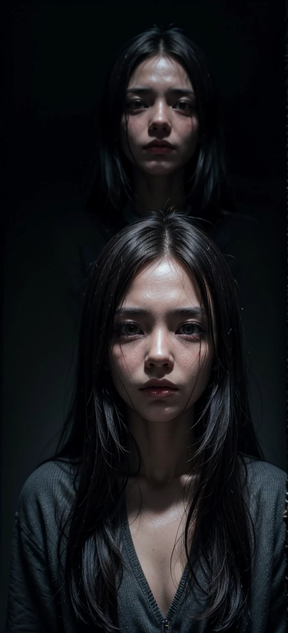 Draw the image with horror aspects and realistically