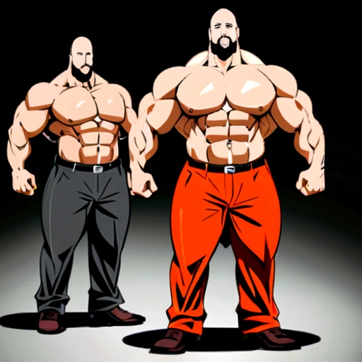 The big show as a bodybuilder with enormous muscles, wide huge pectorals, wearing dressing shirt and pants, full body 