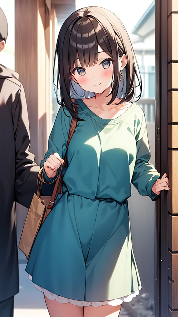 Create an image of a girl who looks like Yui Aragaki. Pay particular attention to the look of the eyes and the hairstyle., Draw a person who resembles you. Also, Adopt a bright smile and graceful expression like hers.. You can freely arrange the clothes and background., Express her cleanliness and natural charm..