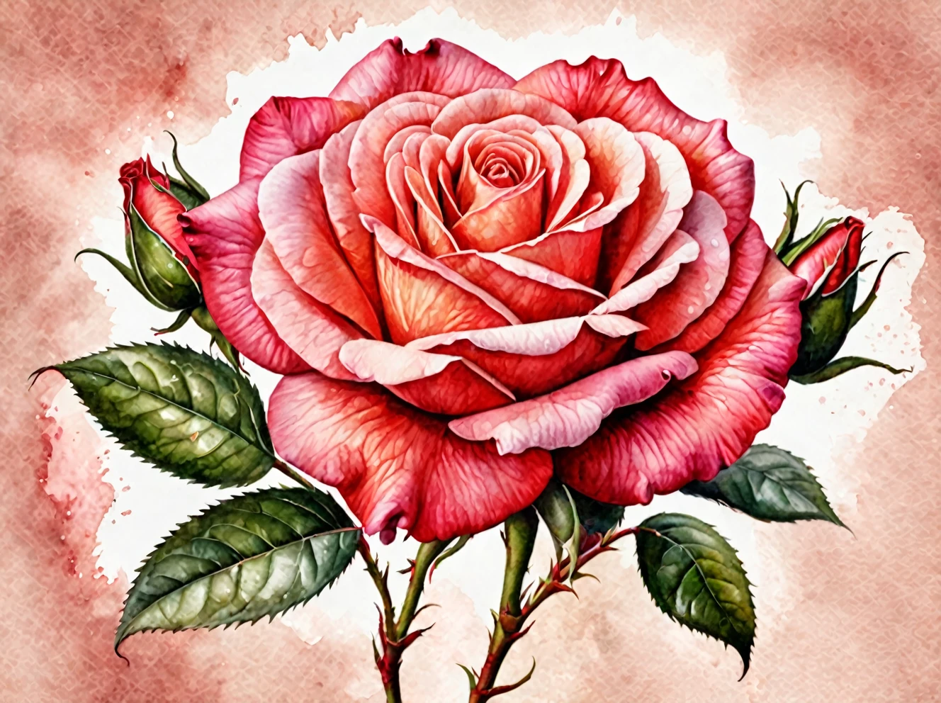 rose watercolor, psd a5, realistic style, oscar dominiguez, holotone printing