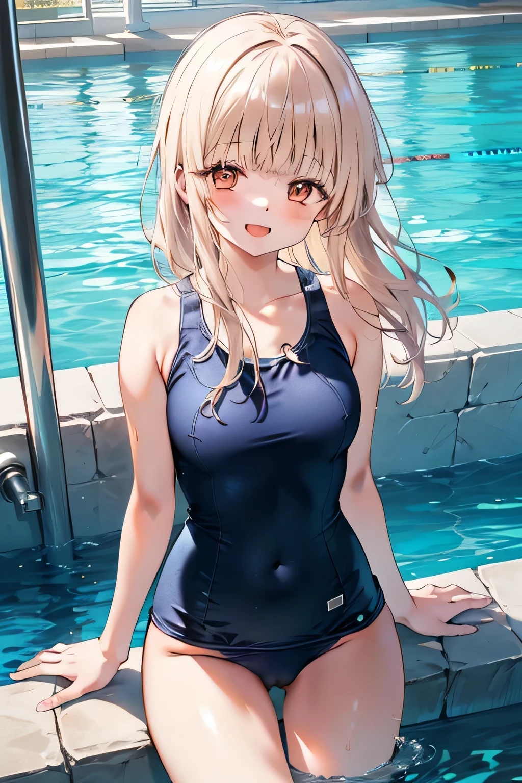 1girl ,Shiina Mahiru,mahiru shiina, nsfw,bangs,happy smile, smile, Open your mouth,((nsfw,full,School Swimsuit、School swimsuit)),Real Summer,Daytime,sunny,My hair is blowing in the wind,whole bodyがイラストに入るように,Slender body,
Destroy outdoors, School,Pool,
壊す looking at viewer,Beautiful breasts,sit,Wide-open legs,Medium chest,whole body,Breaking the angle from above (masterpiece:1.2), Highest quality, High resolution, unity 8k wallpaper, (shape:0.8), (Beautiful details:1.6), Highly detailed face, Perfect lighting, Extremely detailed CG, (Perfect hands, Perfect Anatomy), 