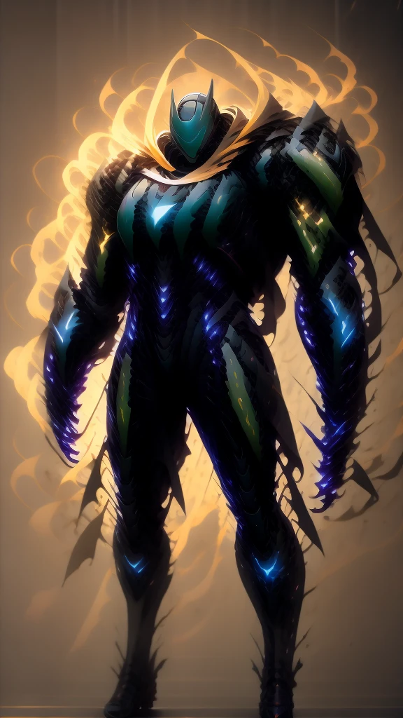 make a character for my rpg game, adeptus mechanicus imponente, he must wear armor, he is holding a book, detailed outfit, holding a war staff, filled with implant, dark cathedral background (detailed back ground), robotic priest with armor.