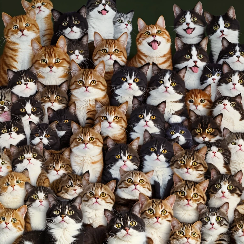Cat、funny facial expression、9 divisions、9 types、Angry expression、Surprised expression、Masterpiece、Masterpiece、Highest quality、8K、Over-wording