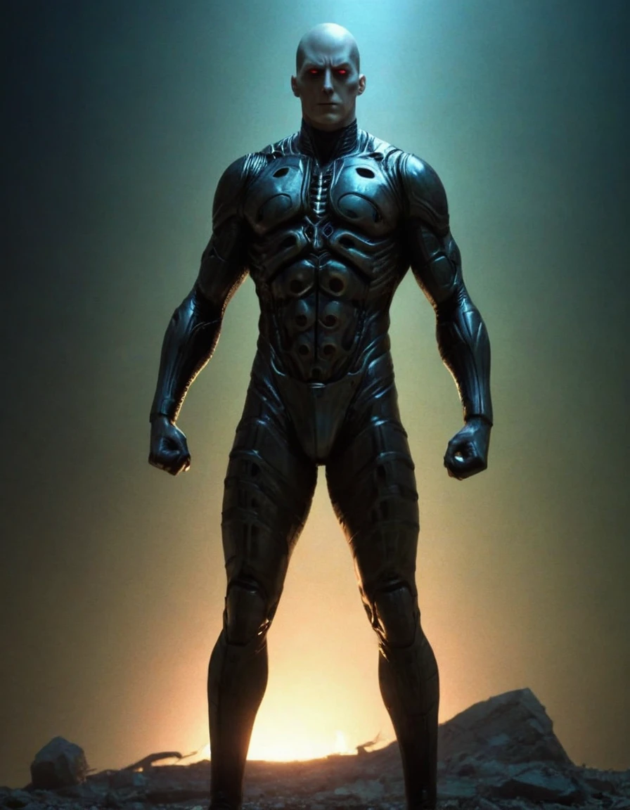 weird edgy superhero, standing, solo, full body, dark, mysterious, surreal, powerful, dramatic lighting, intense colors, comic book style, 60s,methurlant intricate surreal gritty atmospheric cinematic stylized contrast comic eerie cybernetic futuristic, bizzare, eldritch, strang, occult, psychedelyc, surreal, terror,