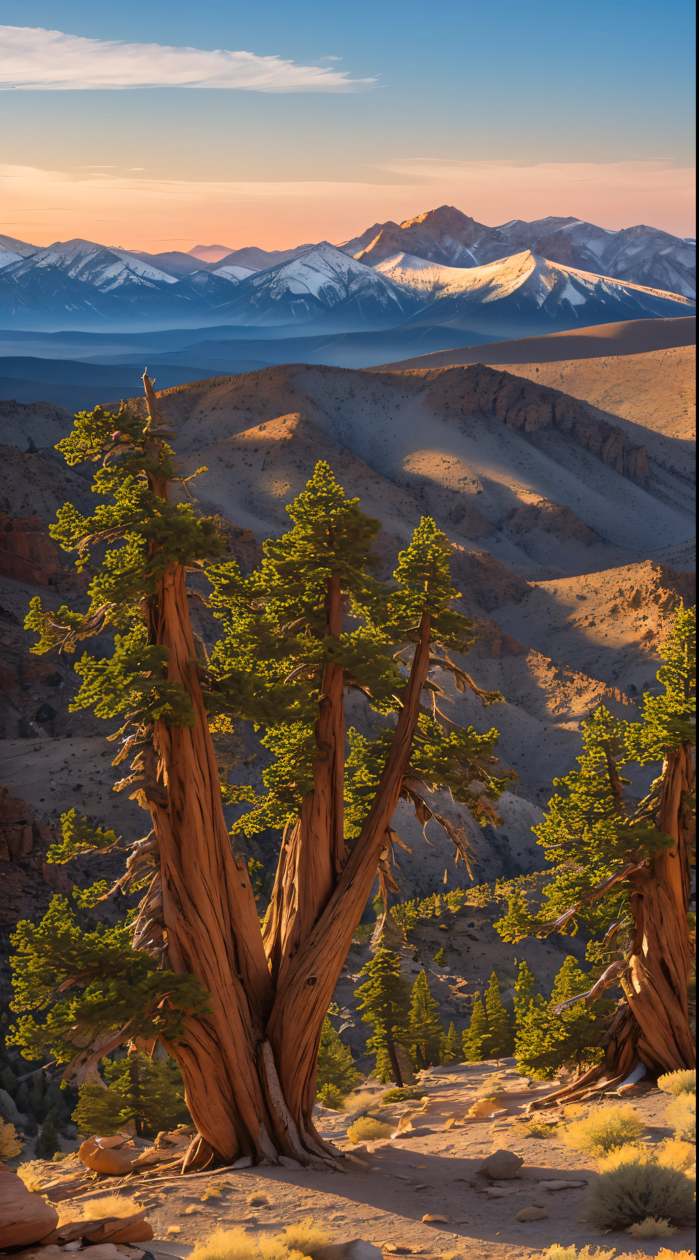 The overwhelming beauty of nature。Panoramic view of Bristlecone Pine trees in Great Basin National Park