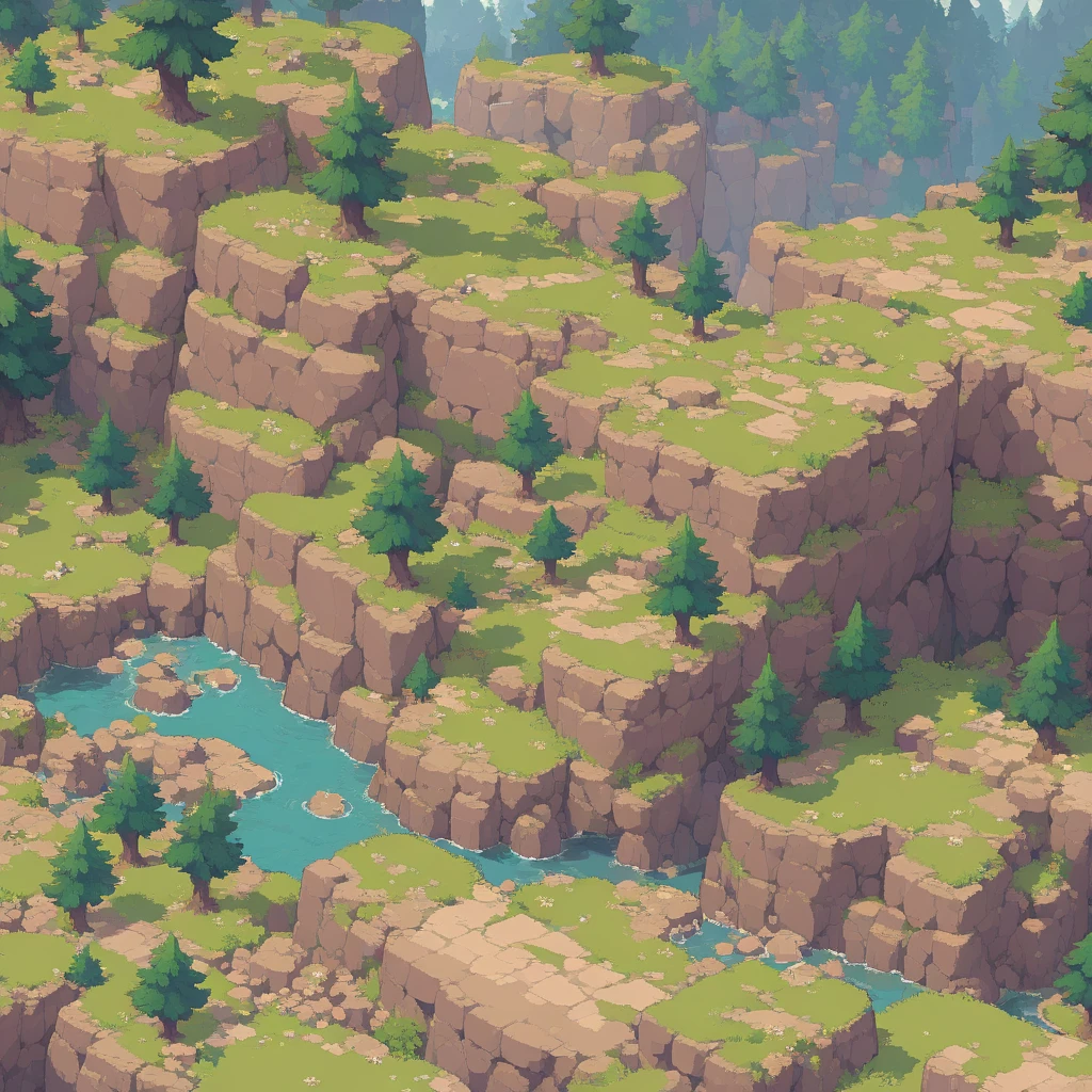 retro video game style,pixelated, vibrant pastel colors,8-bit characters,blocky shapes,sharp lines,detailed shading,classic gaming vibe,nostalgic atmosphere,classic arcade games,masterpiece:1.2,ultra-detailed,illustration style, 2d texture, stone texture, 4 k seamless mud texture, video game texture, dirt texture, tileset, game tiles, grass, 3/4th perspective trees, 3/4th perspective tileable rock texture, 3/4th perspective tileable cliff formations, tileable trees, topdown view, game texture, game art, tileable texture, very detailed cliff texture, intricate stones, top down view, 3/4th perspective