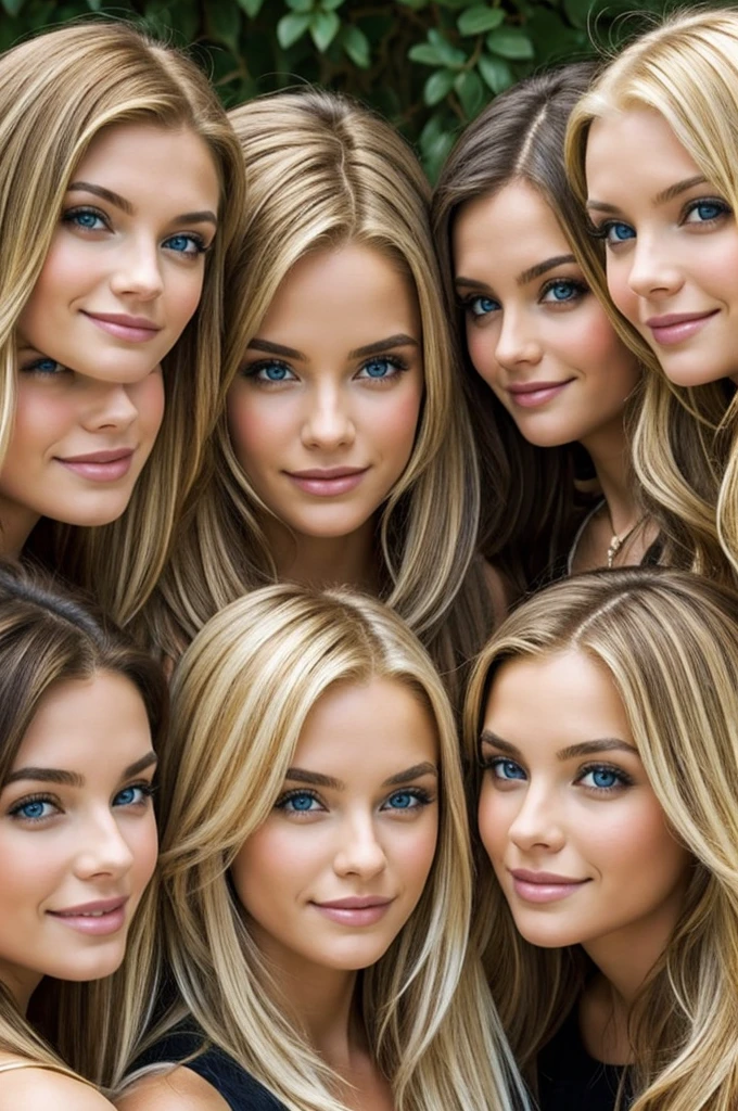 4 girls , two blondes and two brunettes