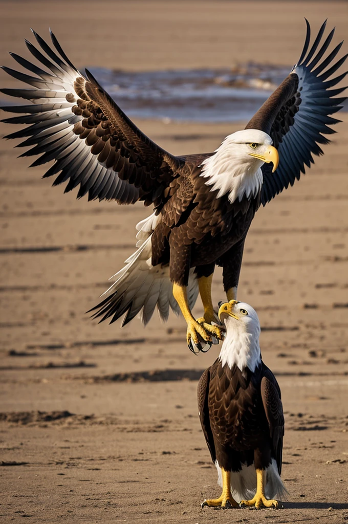 Eagle with a dog face,four legs and big ears